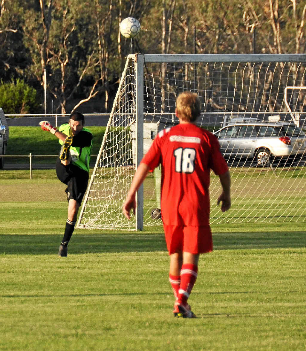 Warwick Wolves goalie Damien Young. Warwick Wolves goalie Damien Young.